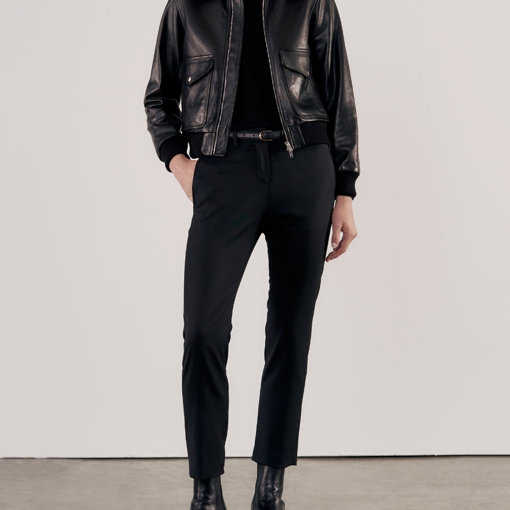 Nili Lotan Black Wool Crop Trouser Pants